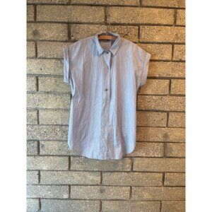 J. Crew Womens 6T Light Blue Short Sleeve Button-Front Blouse Cotton Casual